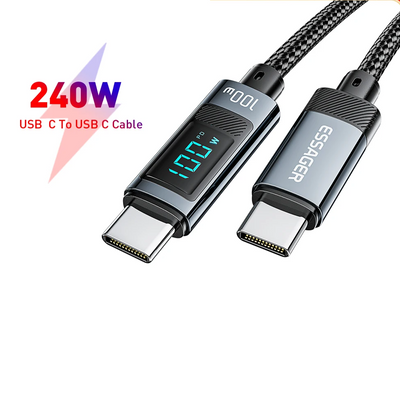 USB-C to USB-C Cable 240W PD 3.1 | LED Indicator Fast Charging for MacBook Pro Samsung Xiaomi Laptop 2M