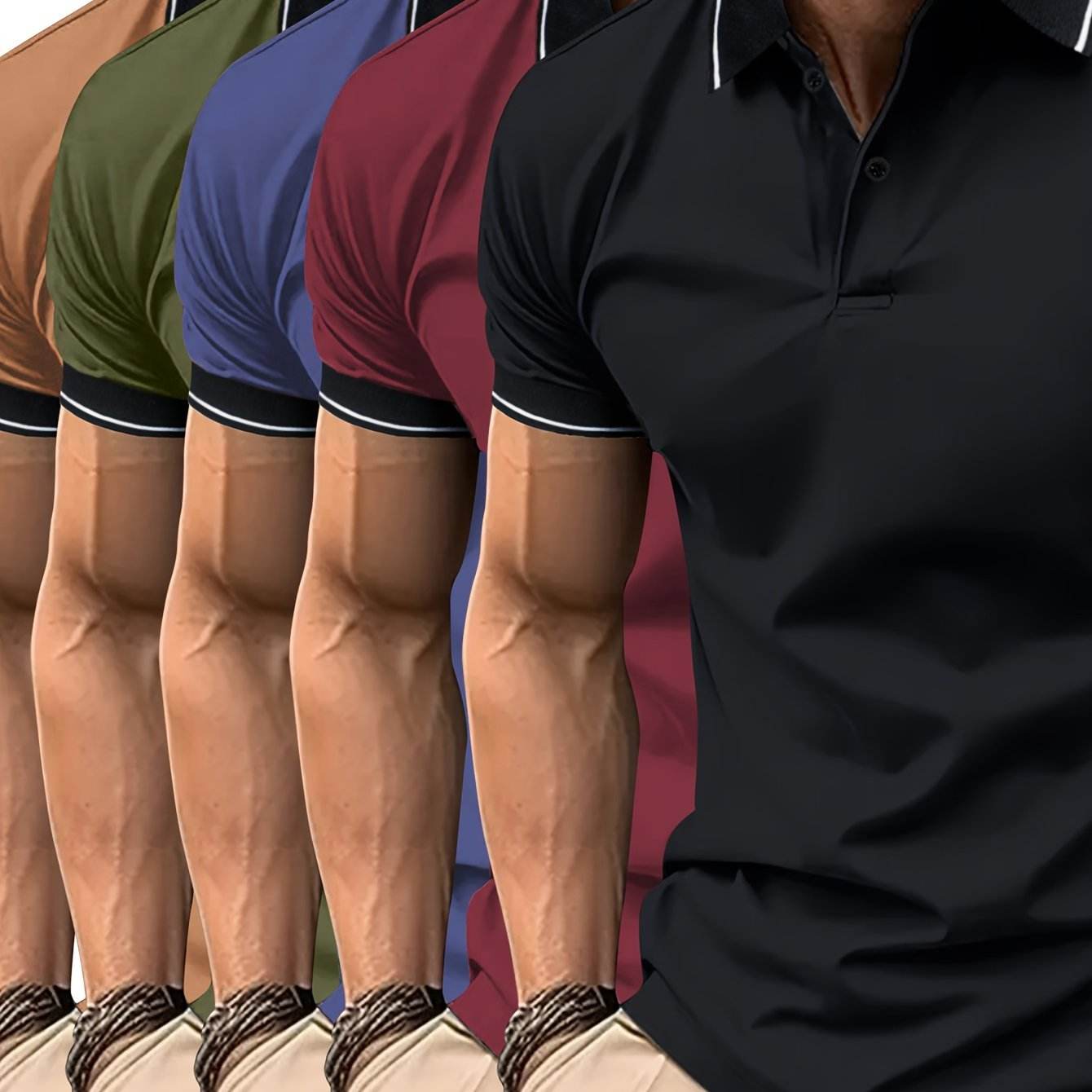 5pcs Men’s Lapel Collar T-Shirts - SnaggIt