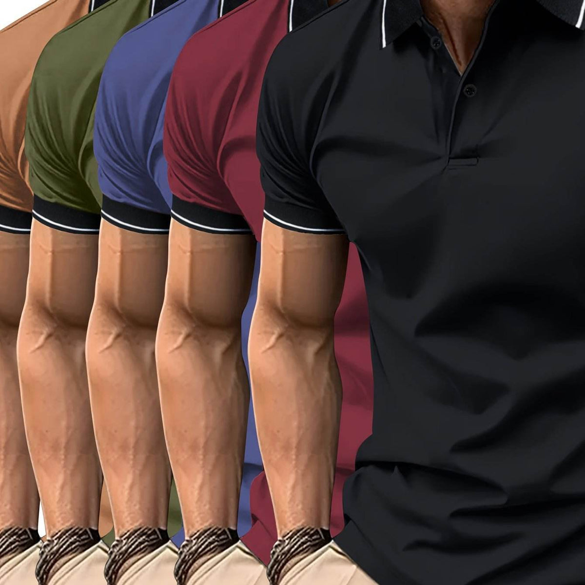 5pcs Men’s Lapel Collar T-Shirts - SnaggIt