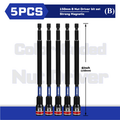 Impact Nut Driver Set – 6” Long Metric Nut Setters 8/10/13mm with Portable Storage Case