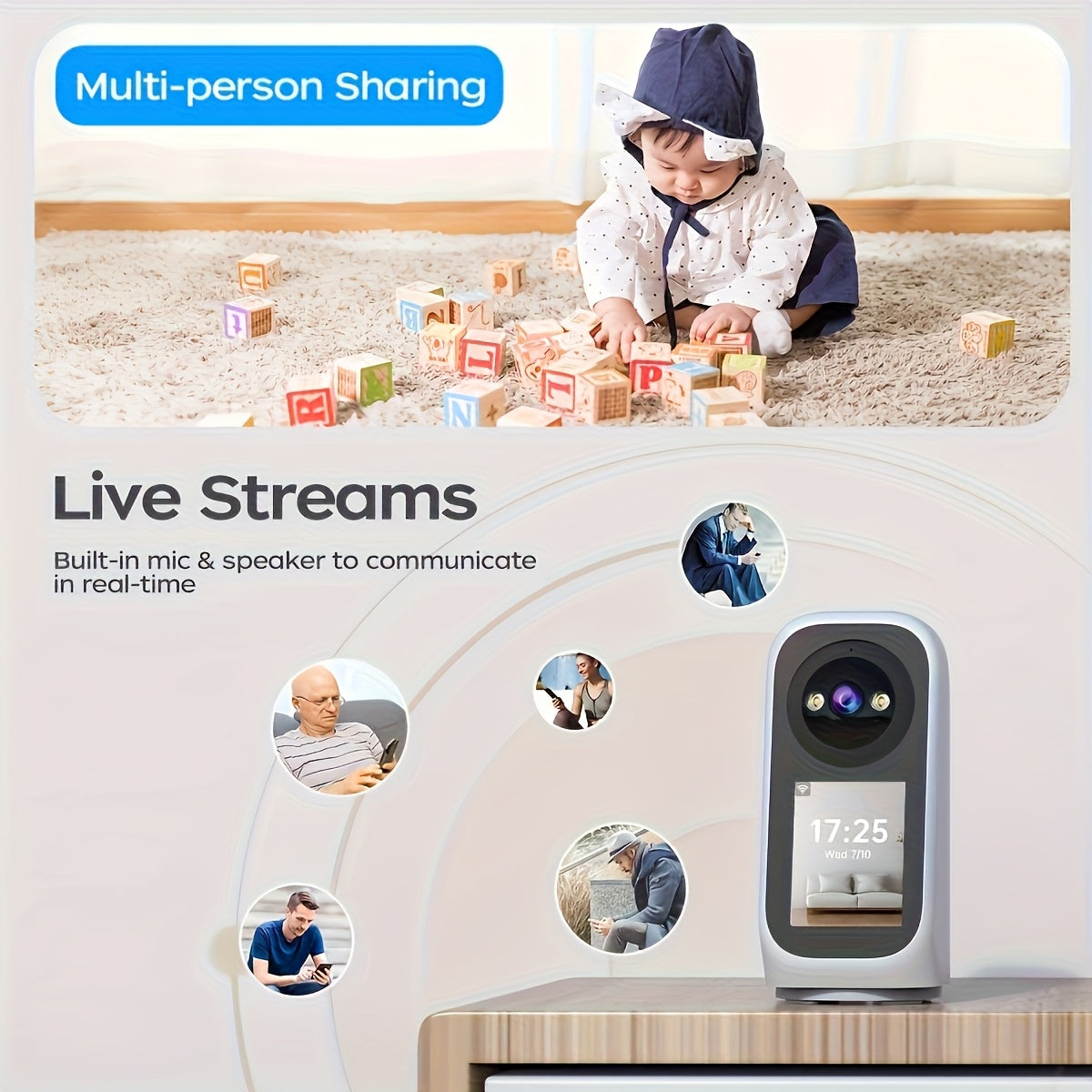 5G WiFi Security Camera – Indoor Night Vision Monitor with Screen by Snagg An Indoor Camera