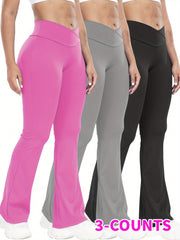 Women’s 3-Pack High-Waisted Cross Waistband Yoga Pants by Snagg A Pant