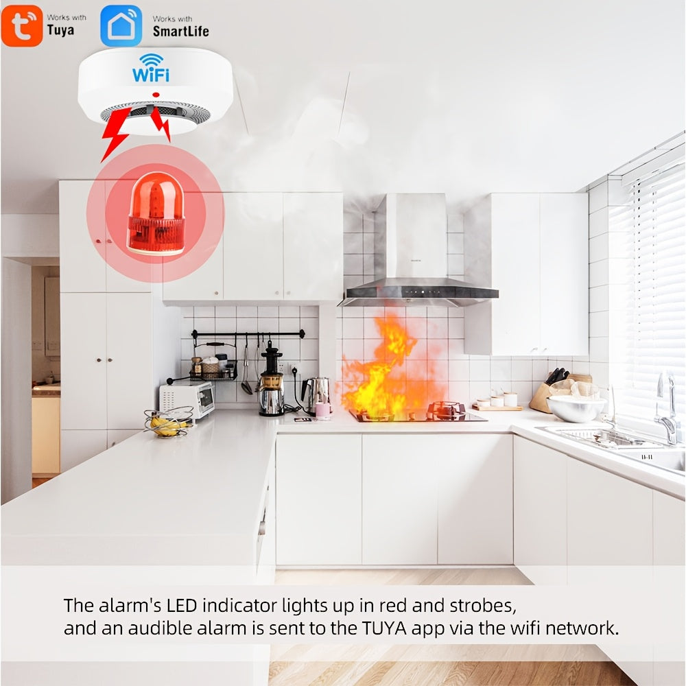 6 Pack Smart WiFi Smoke Detectors – Wireless Interconnected Fire Alarms with Voice Alerts by Snagg A Sensor Alarm