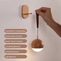 Solid Wood LED Night Light Voice & Touch Control by Snagg A Wall Light
