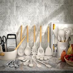 44pcs Wooden Handle Silicone Cookware Set by Snagg A Utensil