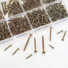 440 Pack Self Tapping Wood Screw Kit — Colour Galvanized M3.5/M4 Screws in 25–60mm Sizes - 440pcs M4/3.5 Length