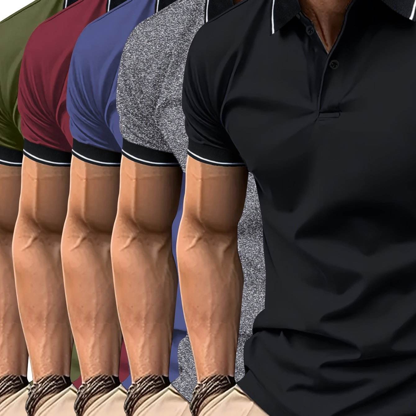5pcs Men’s Lapel Collar T-Shirts - SnaggIt