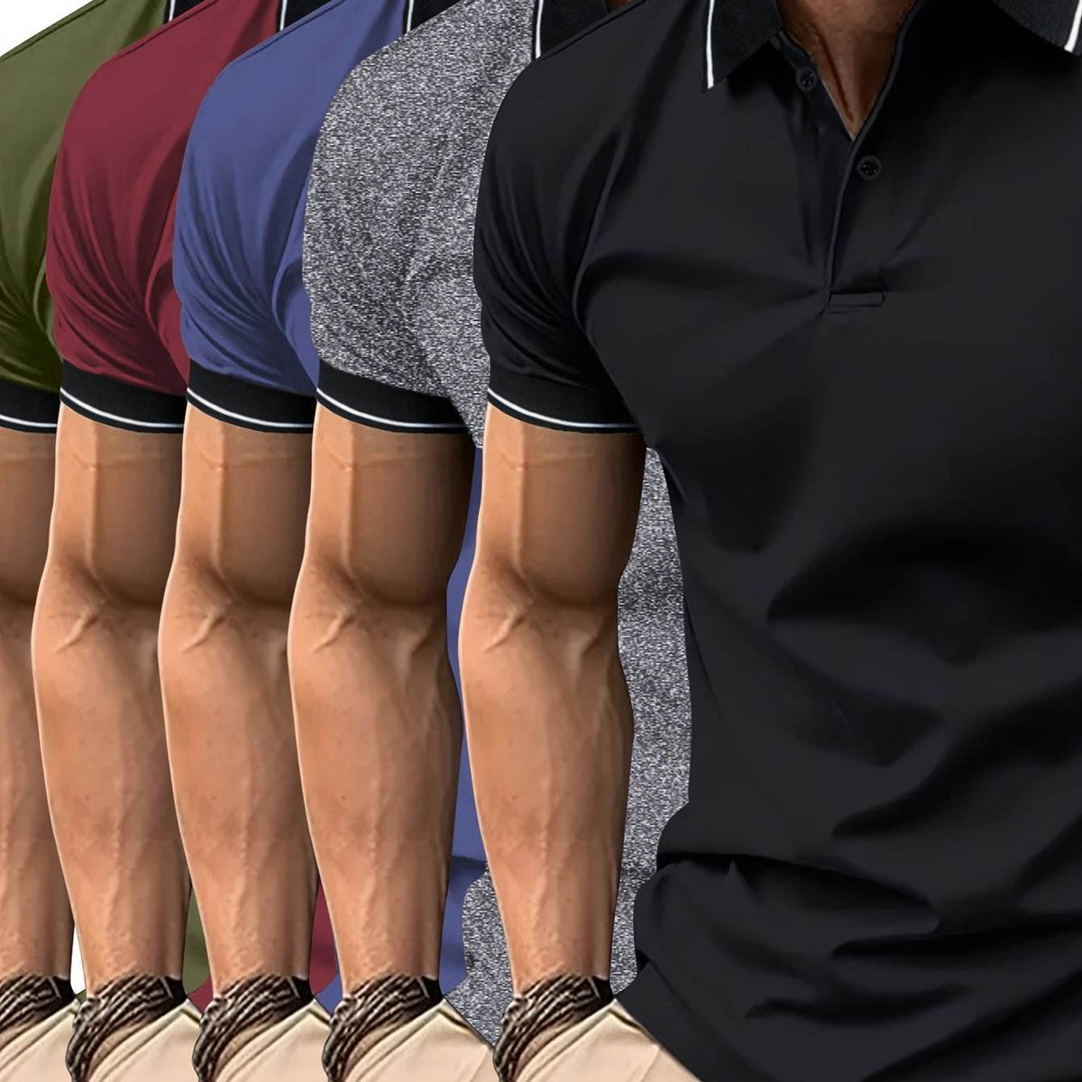 5pcs Men’s Lapel Collar T-Shirts - SnaggIt