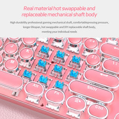 Pink Mechanical Keyboard – Retro Punk Keycaps with Blue Switches by Snagg A Keyboard