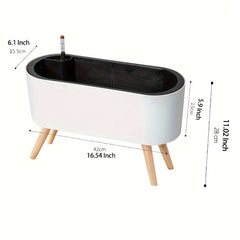 16.5" Self-Watering Flower Pot with Wooden Stand by Snagg A Pot