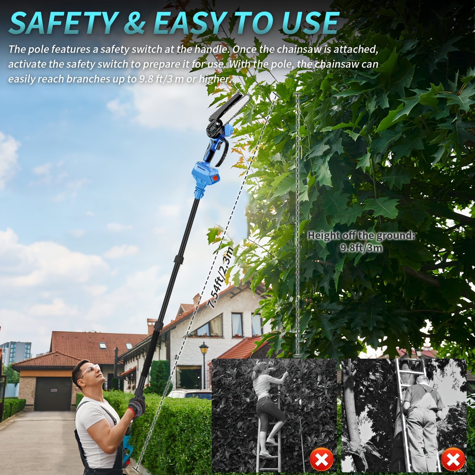 2-in-1 Cordless Pole Saw & Mini Chainsaw – 6"
