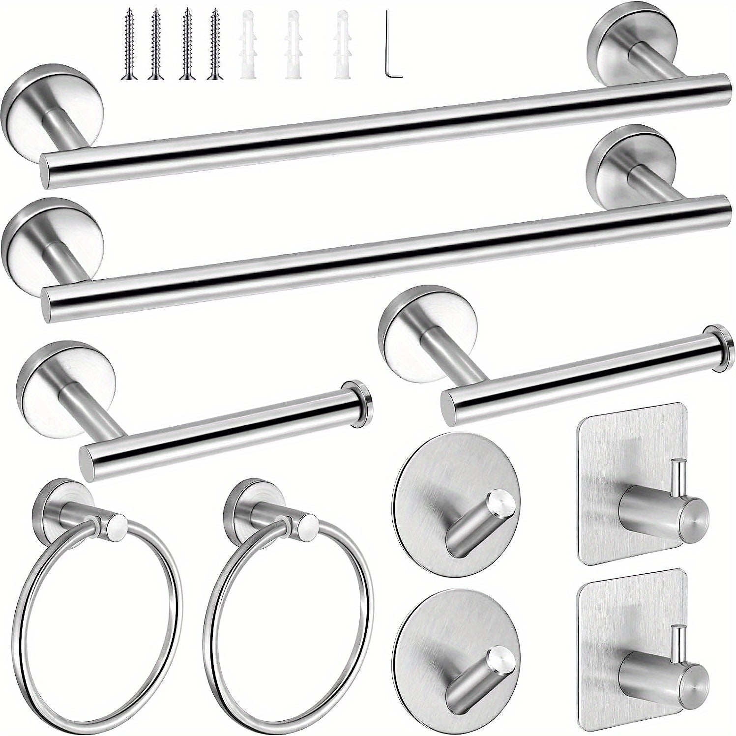 10-Piece Stainless Steel Bathroom Accessories Set by Snagg A Hook