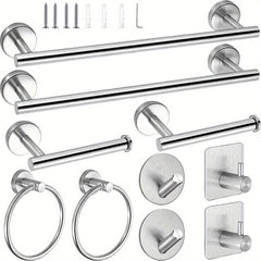 10-Piece Stainless Steel Bathroom Accessories Set by Snagg A Hook