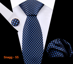 Classic Plaid Tie Set for Men - Necktie with Matching Pocket Square & Cufflinks - Snagg - 55 - Others In Fashion