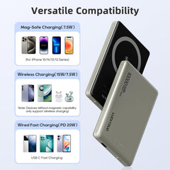 10000mAh Wireless Magnetic Power Bank Battery Pack, by Snagg A Power Bank