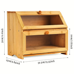 Double Layer Bamboo Bread Box by Snagg A Box