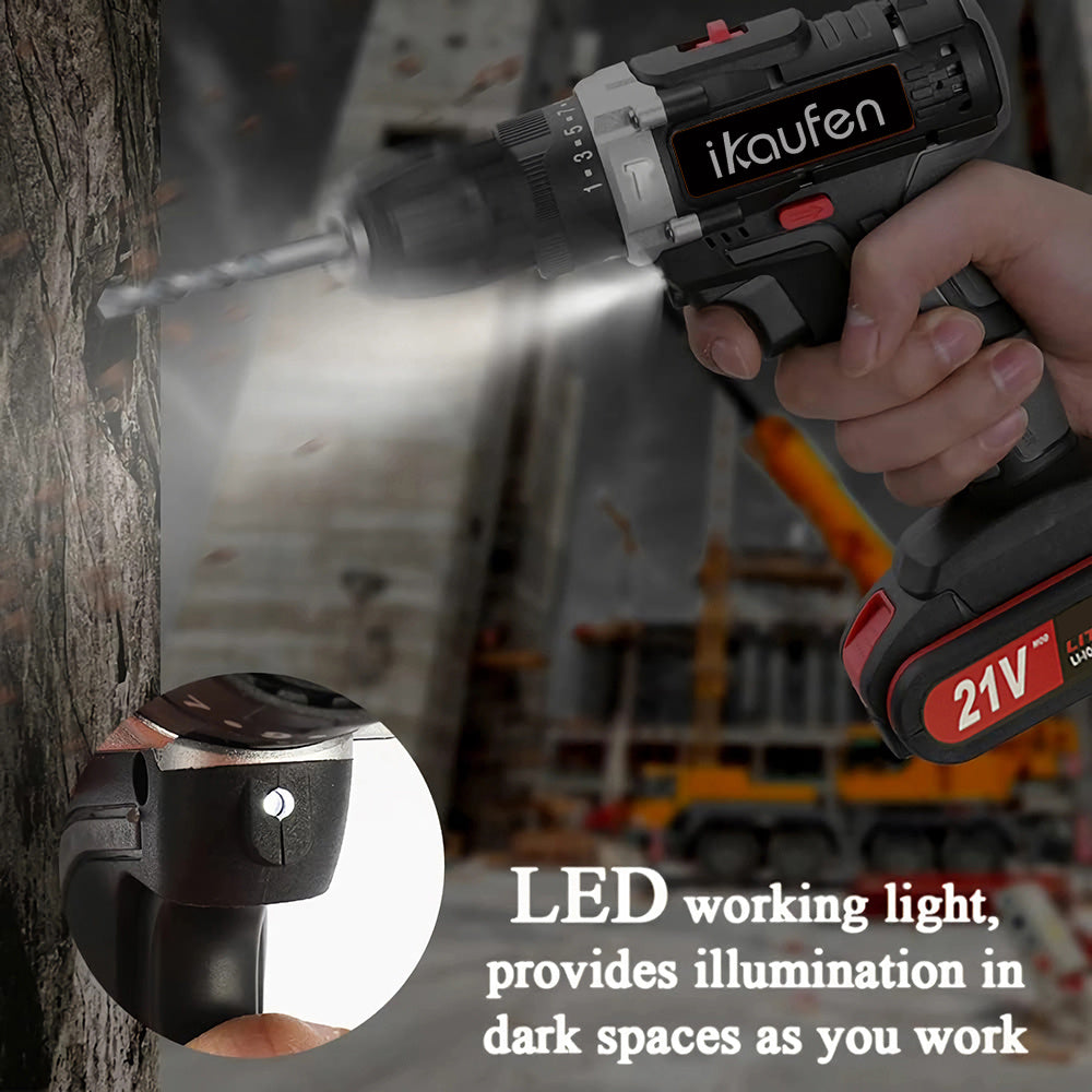21V Cordless Electric Drill Set