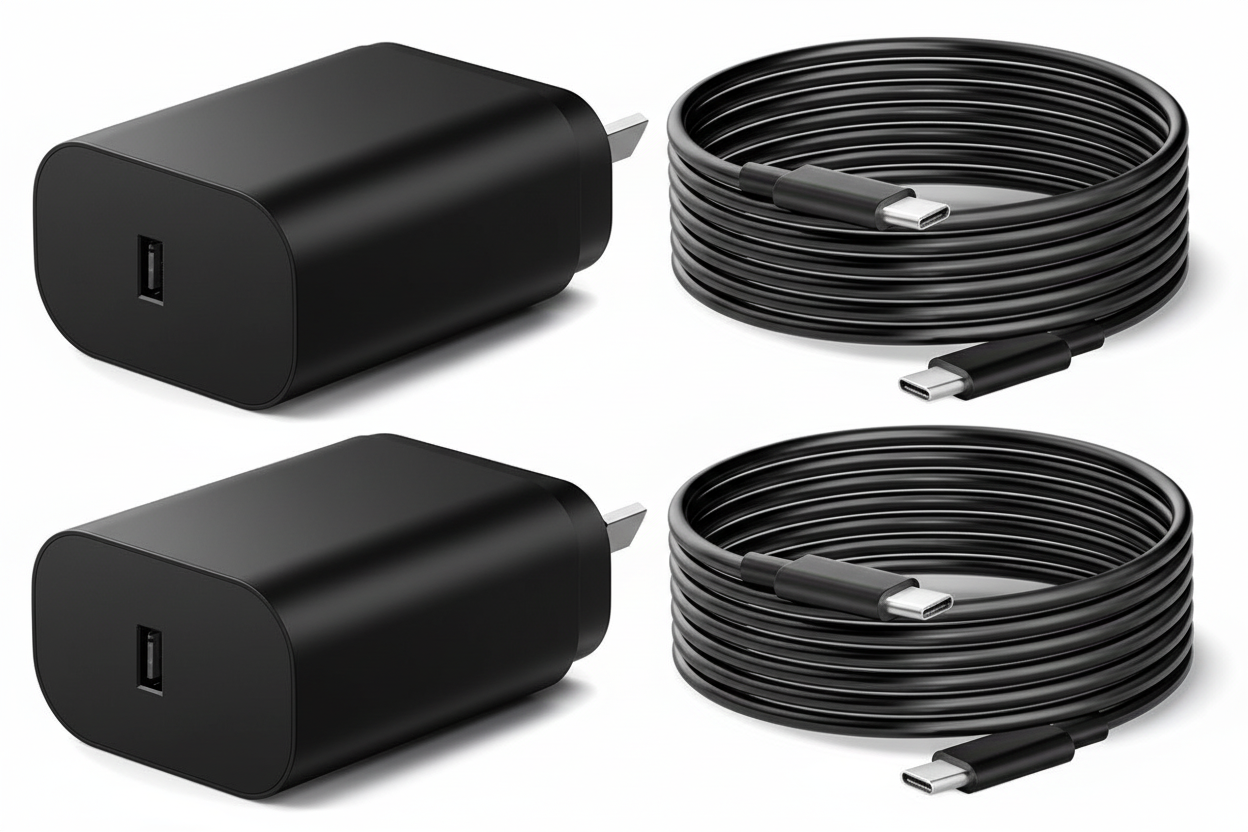 3 Pack 25W USB-C Super Fast Charger - With Charging Cable - Black - Hubs