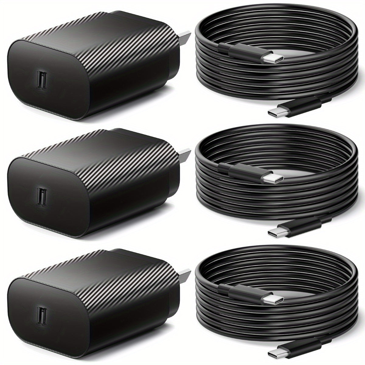 25W USB-C Super Fast Charger - 3 Pack With Fast Charging Cable