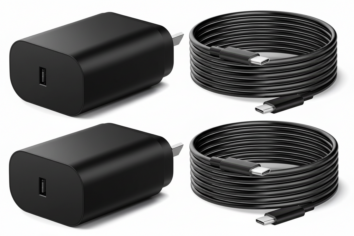 3 Pack 25W USB-C Super Fast Charger - With Charging Cable - Black - Hubs