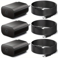 25W USB-C Super Fast Charger - 3 Pack With Fast Charging Cable