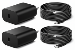 3 Pack 25W USB-C Super Fast Charger - With Charging Cable - Black - Hubs