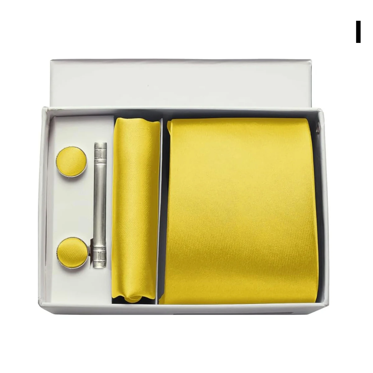 Men’s Silk Tie Gift Set — 8cm Necktie with Matching Handkerchief & Cufflinks (Formal Business Set) - I - Others