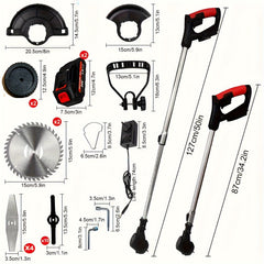 Cordless 21V Lawn Trimmer with Wheels