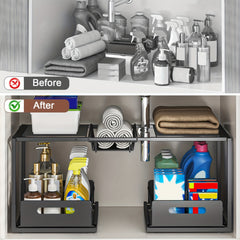 2-Tier Extendable Under Sink Organizer by Snagg A Rack