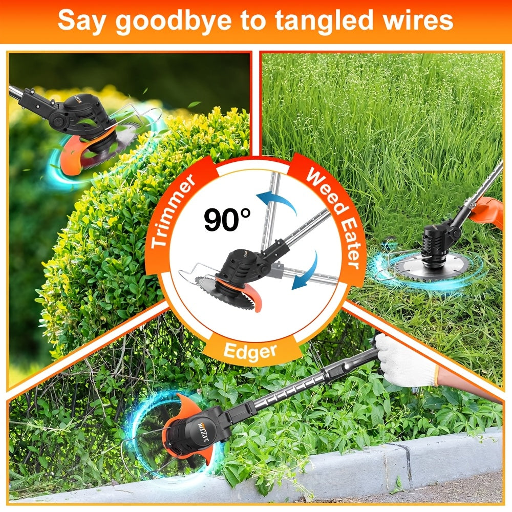 Cordless Lawn Trimmer with 17 Blades & Dual Battery
