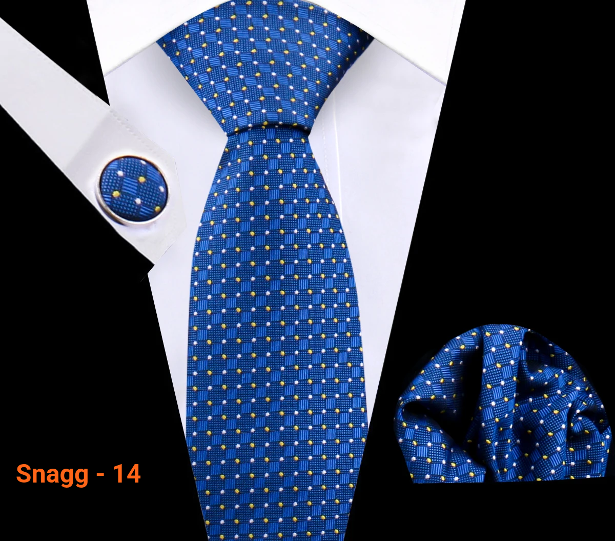 Classic Plaid Tie Set for Men - Necktie with Matching Pocket Square & Cufflinks - Snagg - 14 - Others In Fashion