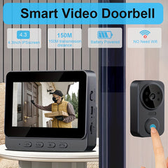 Smart Video Doorbell – 1080P HD Camera with 4.3″ Screen by Snagg A Doorbell Camera
