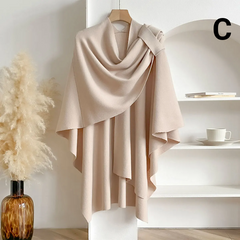 Women’s Double Sided Winter Poncho - C - Beige - Others In Fashion