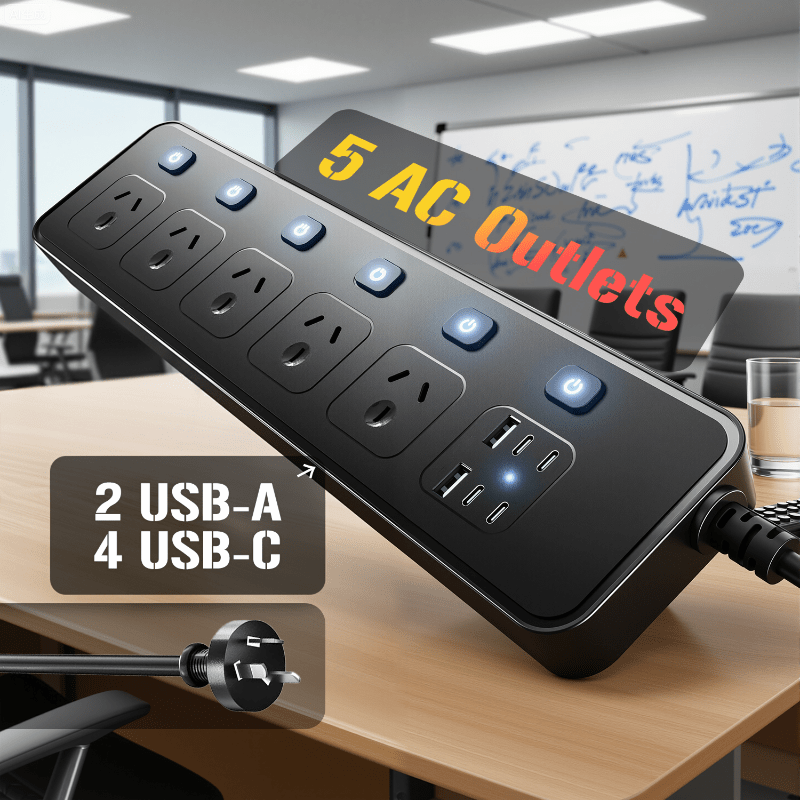 10 in 1 Powerboard with USB-C Surge Protector Extension Cord (1.8m) by Snagg An Extension Cable