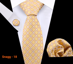 Classic Plaid Tie Set for Men - Necktie with Matching Pocket Square & Cufflinks - Snagg - 18 - Others In Fashion