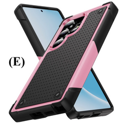 Shockproof Contrast Color Bumper Case – for Samsung Galaxy S23 Series - E - Black & Pink / For S23+ - Phone Cases Covers