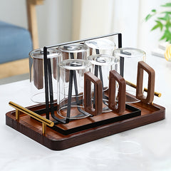 Glass Cup Set With Wooden Handle 4 Or 6 Pack Home Tea Cups by Snagg A Cup