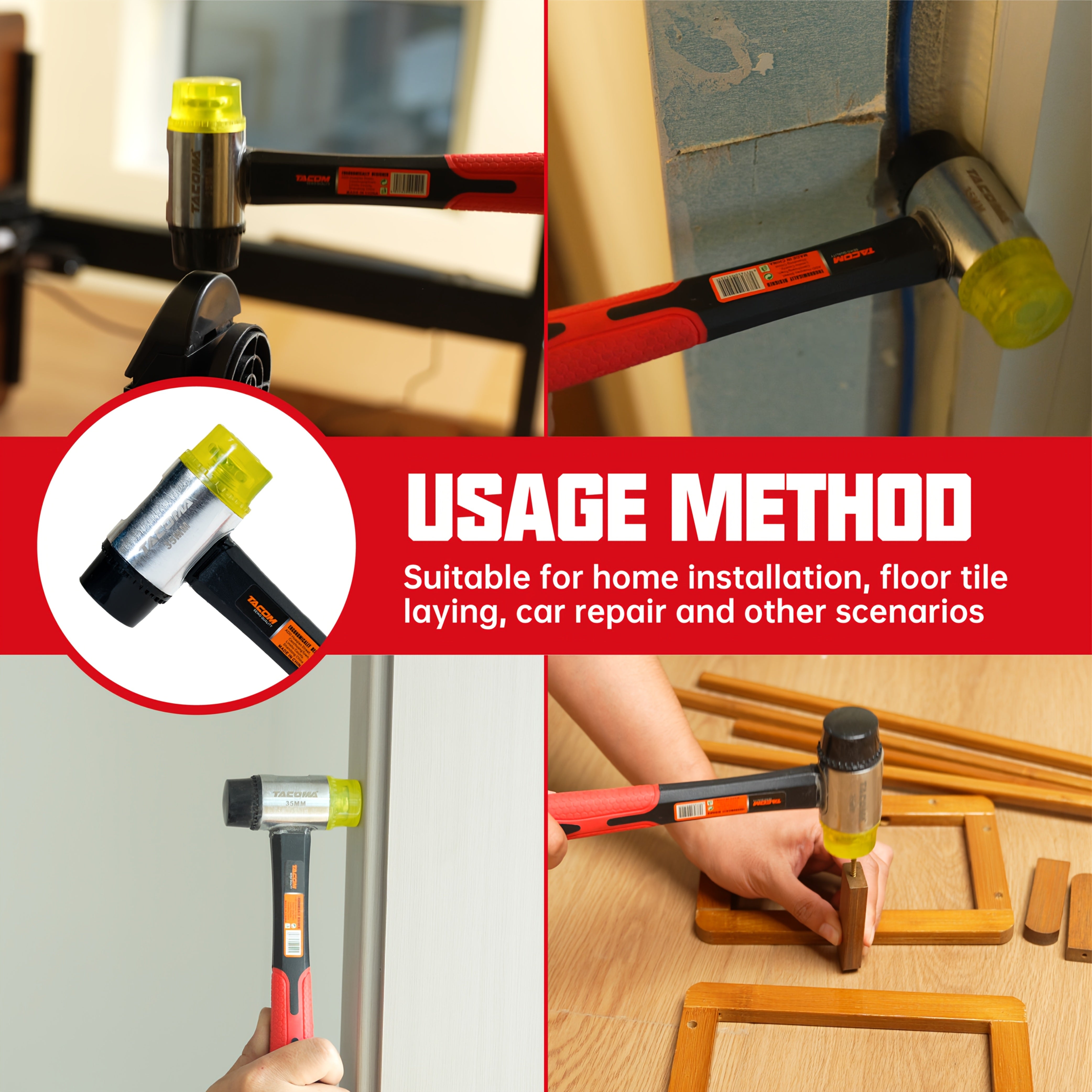 2 / 3 Pcs Shock Absorbing Hammer Set – Home Repair & DIY Essential - General Hand Tools