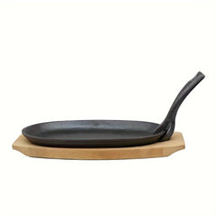 Cast Iron Grill Pan with Wooden Tray by Snagg A Pan