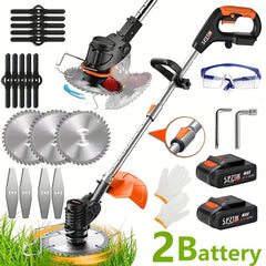 Cordless Lawn Trimmer with 17 Blades & Dual Battery