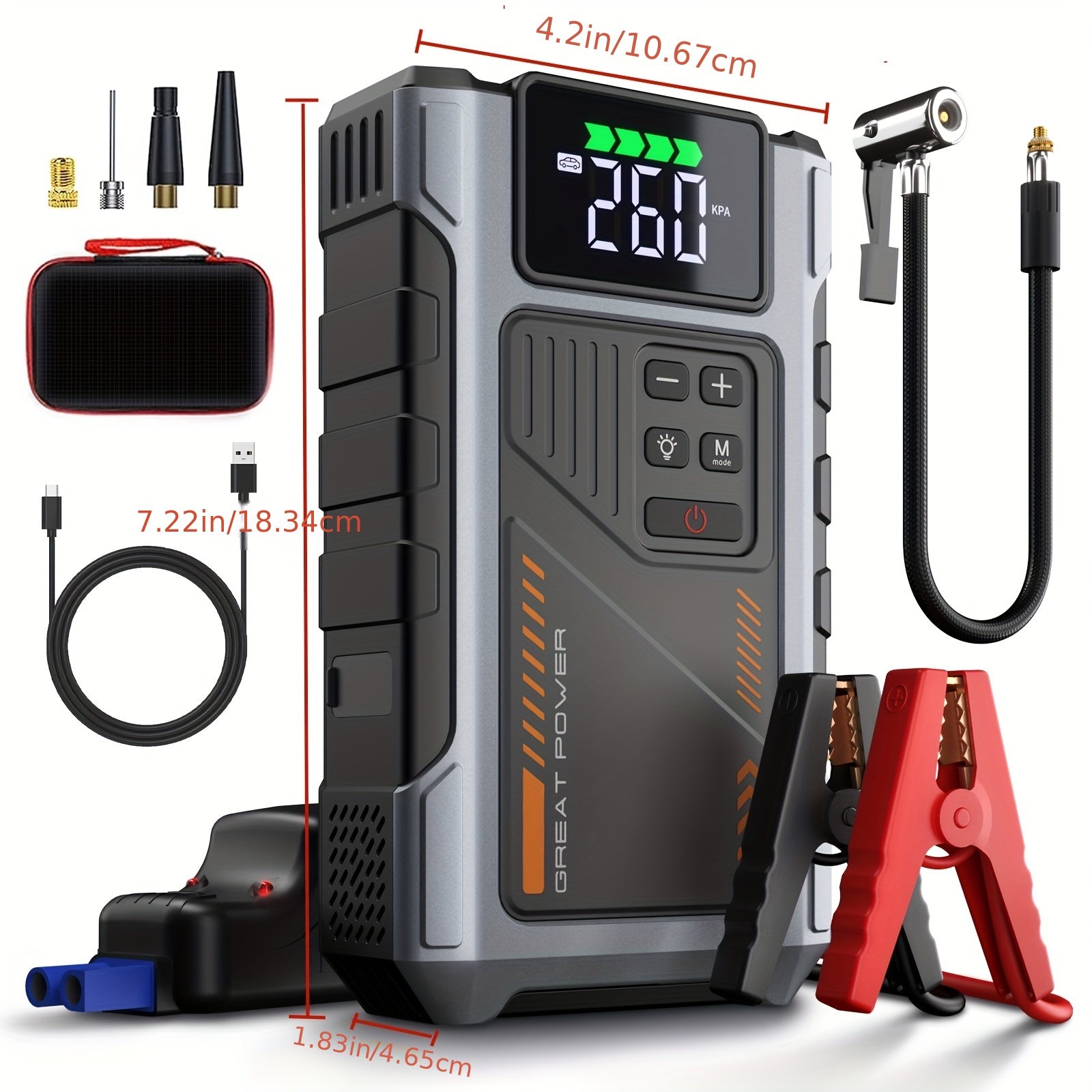 Portable Car Jump Starter with Air Compressor by Snagg A Jump Starter