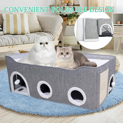 Large Collapsible Cat House with Dual Caves & Play Ball by Snagg A Cave