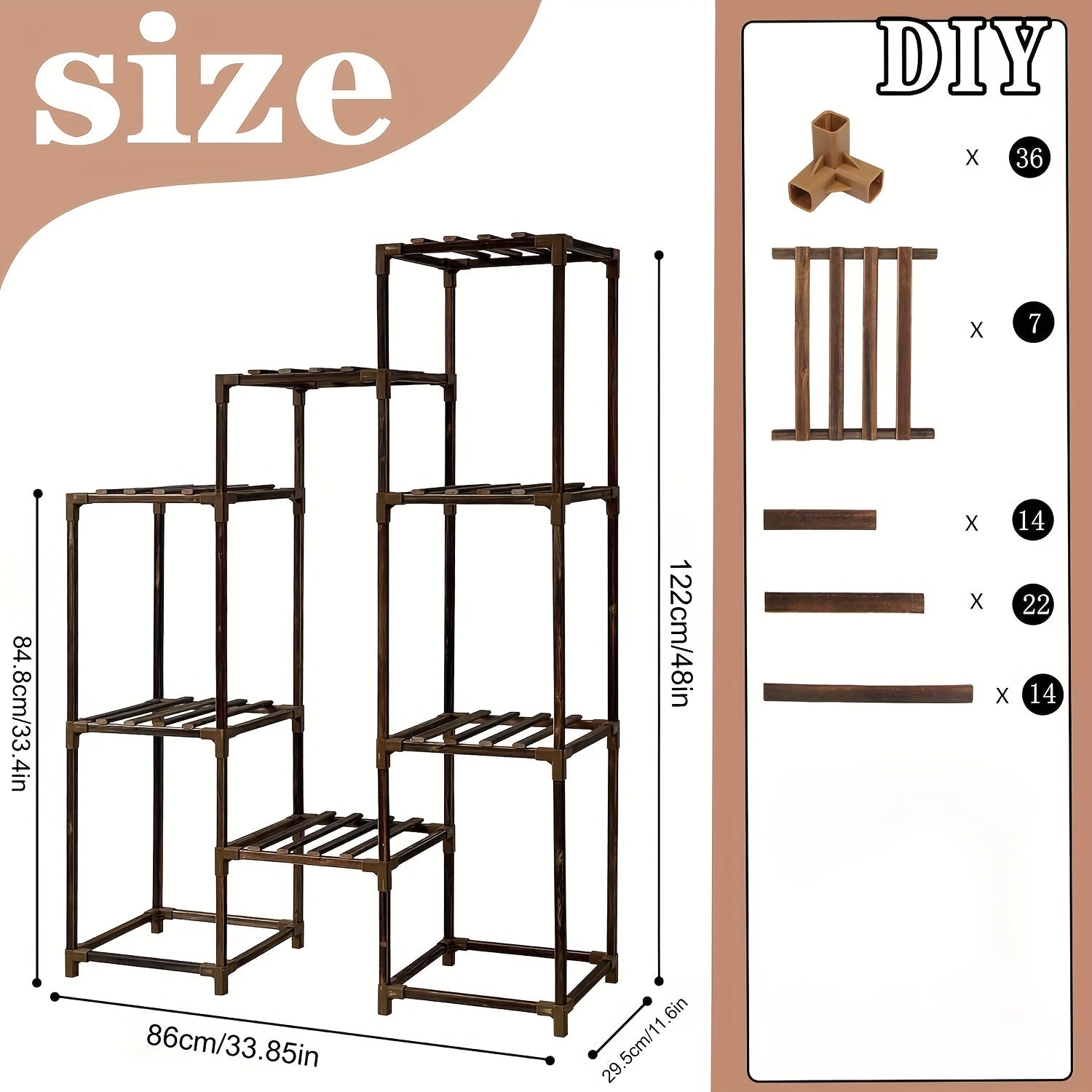 Large Tall Wooden Plant Shelf Rack by Snagg A Rack