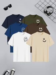 Men’s 6-Pack Happy Face T-Shirts – Summer Casual Comfort by Snagg A Shirt