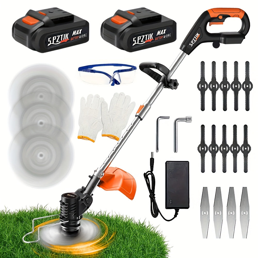 Cordless Lawn Trimmer with 17 Blades & Dual Battery
