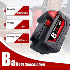 4 Pack 18 V 8.0 Ah Lithium-Ion Batteries — Replacement for Milwaukee M18 Cordless Tools (48-11-18 Series)
