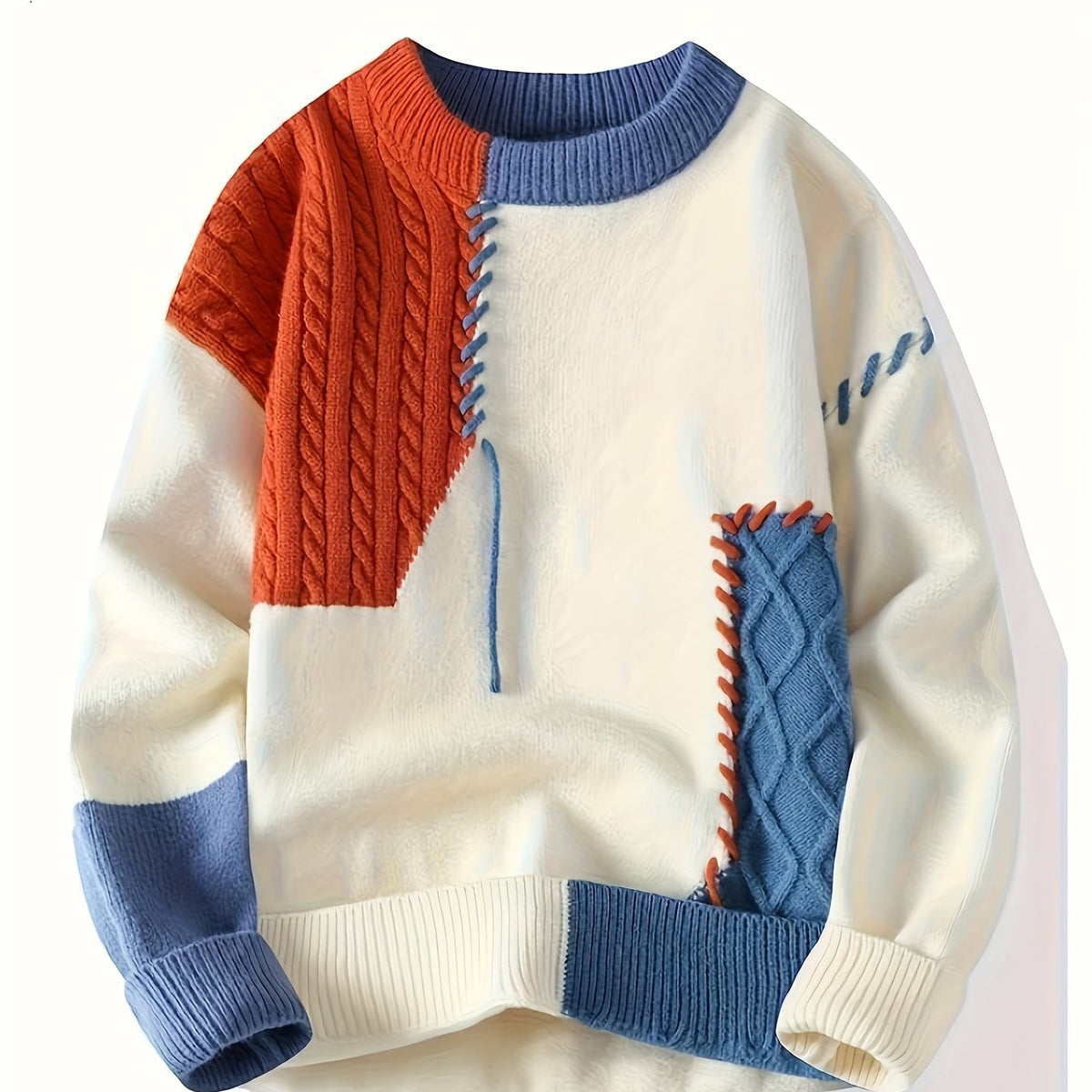 Men’s Color Block Cable Sweater by Snagg A Sweater