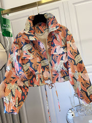 Women’s Casual Short Jacket with Tropical Floral Print by Snagg A Jacket