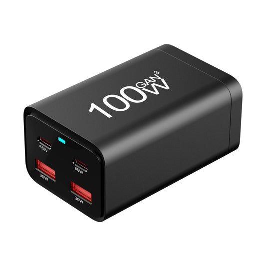 100W GaN3 Fast Charger — 4 Port Power Adapter (2×65W USB-C + 2×30W USB-A)