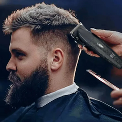 Professional Barber Combo V-640 – 9000 RPM Master Clipper & DLC Precision Trimmer Set with Sturdy Metal Construction